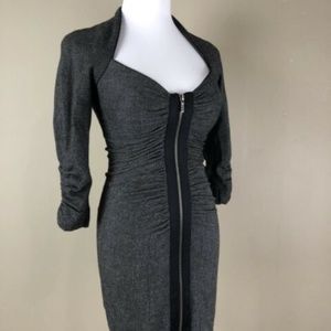 Bebe tweed retro style 3/4 sleeve front zip 0